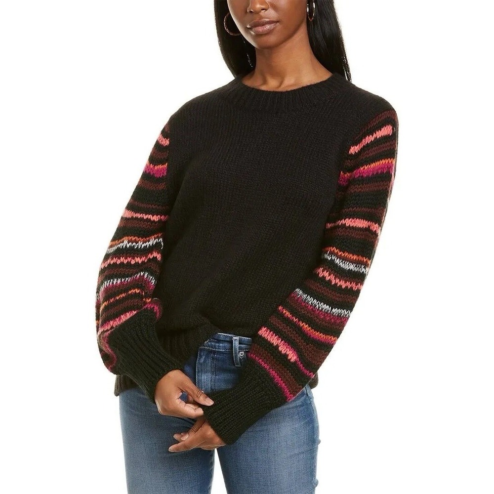 JOHNNY WAS Women's Small Wool Blend Ballon Sleeves Stripped Comfort Sweater
